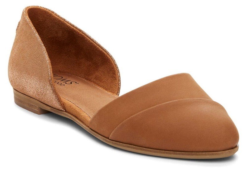 Buty Płaskie Damskie Toms Jutti D'Orsay Tan Skórzane Brązowe | 6251WJQBP