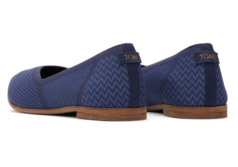 Buty Płaskie Damskie Toms Jutti Neat Knit Granatowe | 0836DKUWF