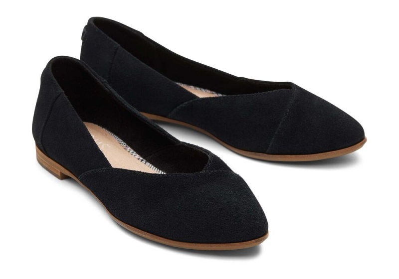 Buty Płaskie Damskie Toms Jutti Neat Zamszowe Czarne | 1268WPKFA