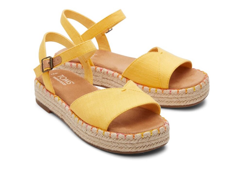 Espadryle Damskie Toms Abby Flatform Żółte | 4106BAKLN