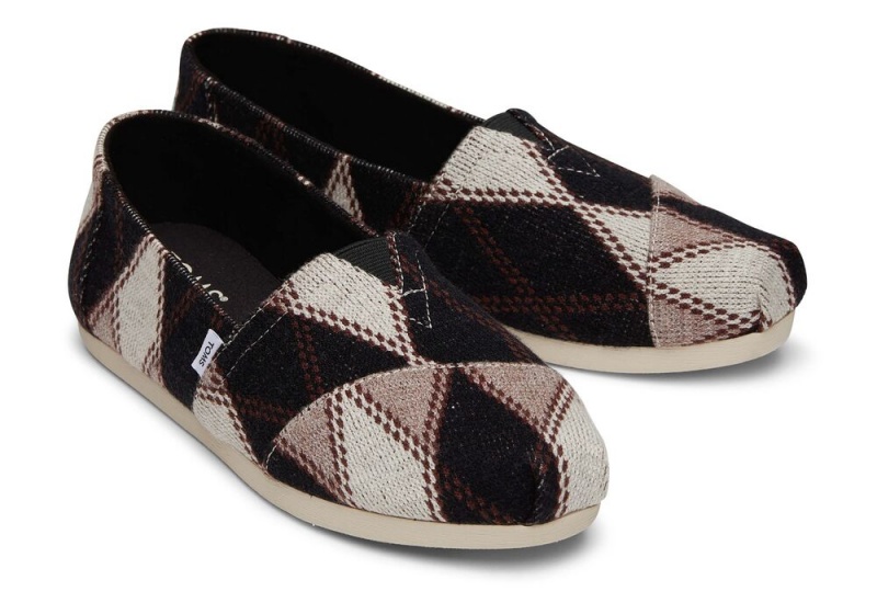 Espadryle Damskie Toms Argyle Knit Czarne | 7104LMBRO