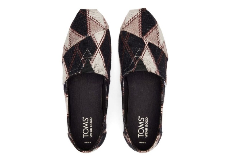 Espadryle Damskie Toms Argyle Knit Czarne | 7104LMBRO