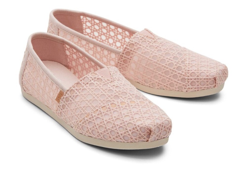 Espadryle Damskie Toms Ballet Basket Weave Koronkowe Różowe | 4325OYJBU