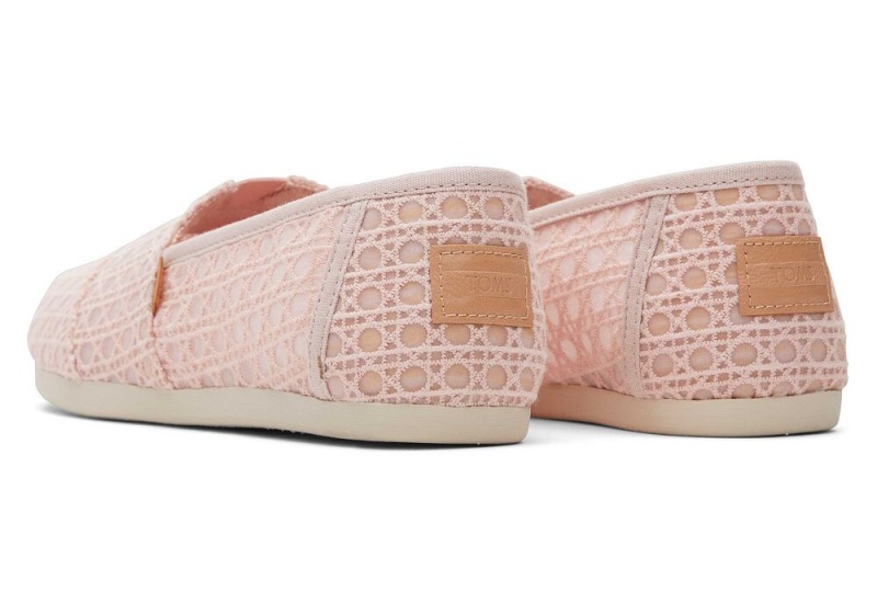 Espadryle Damskie Toms Ballet Basket Weave Koronkowe Różowe | 4325OYJBU