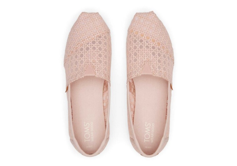 Espadryle Damskie Toms Ballet Basket Weave Koronkowe Różowe | 4325OYJBU