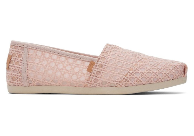 Espadryle Damskie Toms Ballet Basket Weave Koronkowe Różowe | 4325OYJBU