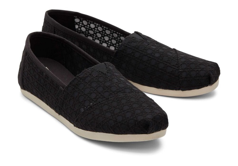 Espadryle Damskie Toms Basket Weave Koronkowe Czarne | 6089COLPR