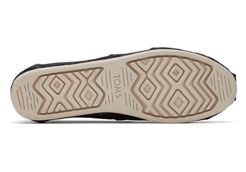 Espadryle Damskie Toms Basket Weave Koronkowe Czarne | 6089COLPR