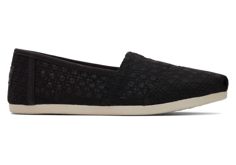 Espadryle Damskie Toms Basket Weave Koronkowe Czarne | 6089COLPR