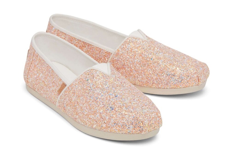 Espadryle Damskie Toms Beige Chunky Glitter Beżowe | 6187GDRYJ