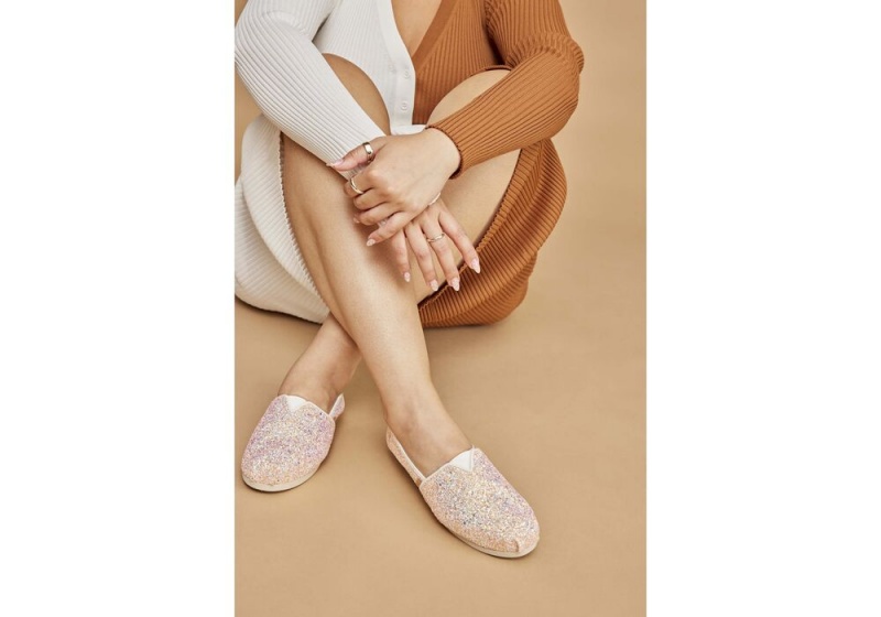 Espadryle Damskie Toms Beige Chunky Glitter Beżowe | 6187GDRYJ