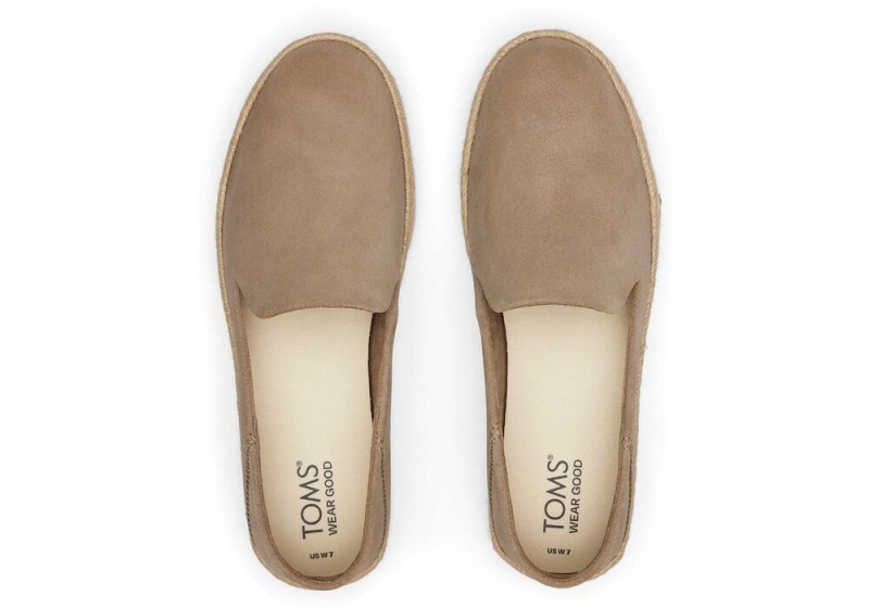 Espadryle Damskie Toms Carolina Taupe Zamszowe Srebrne | 1362KREDM