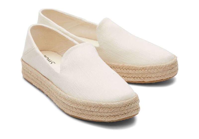 Espadryle Damskie Toms Carolina Twill Beżowe | 2147ZGLQH