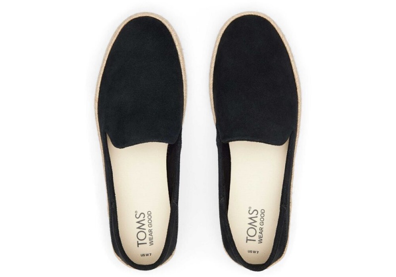 Espadryle Damskie Toms Carolina Zamszowe Czarne | 0841LQJOU