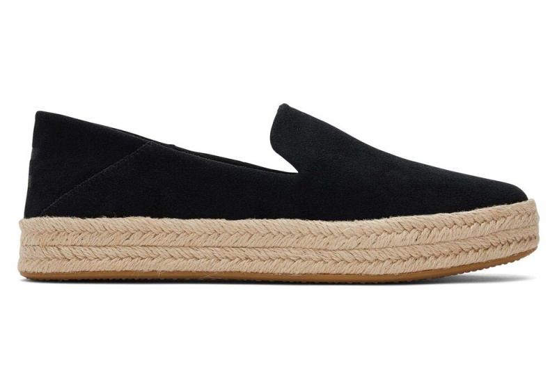 Espadryle Damskie Toms Carolina Zamszowe Czarne | 0841LQJOU