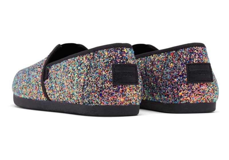 Espadryle Damskie Toms Chunky Glitter Czarne | 9783WCJIU