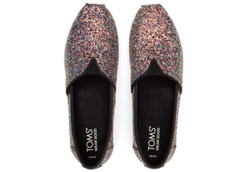 Espadryle Damskie Toms Chunky Glitter Czarne | 9783WCJIU