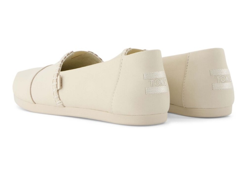 Espadryle Damskie Toms Cream Skórzane Białe Różowe | 8452EKIVB