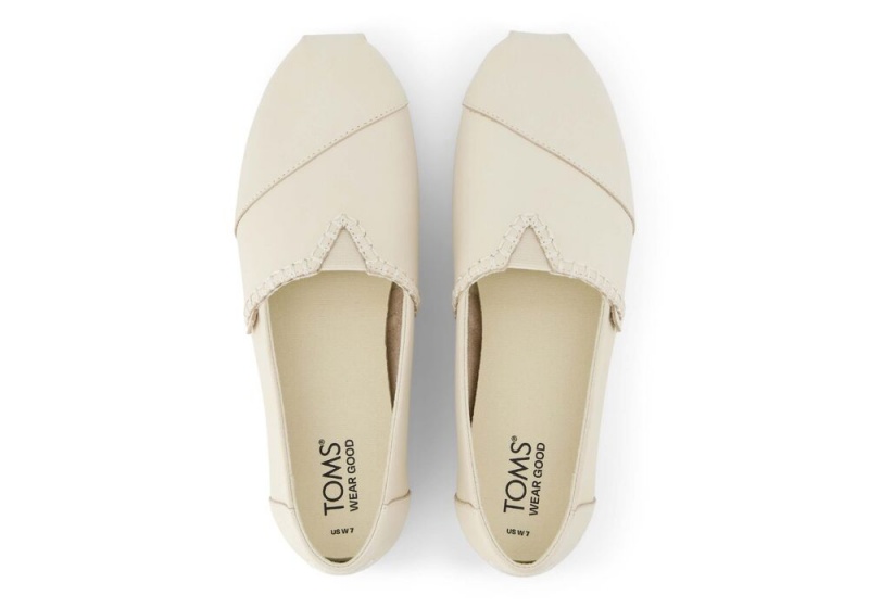 Espadryle Damskie Toms Cream Skórzane Białe Różowe | 8452EKIVB