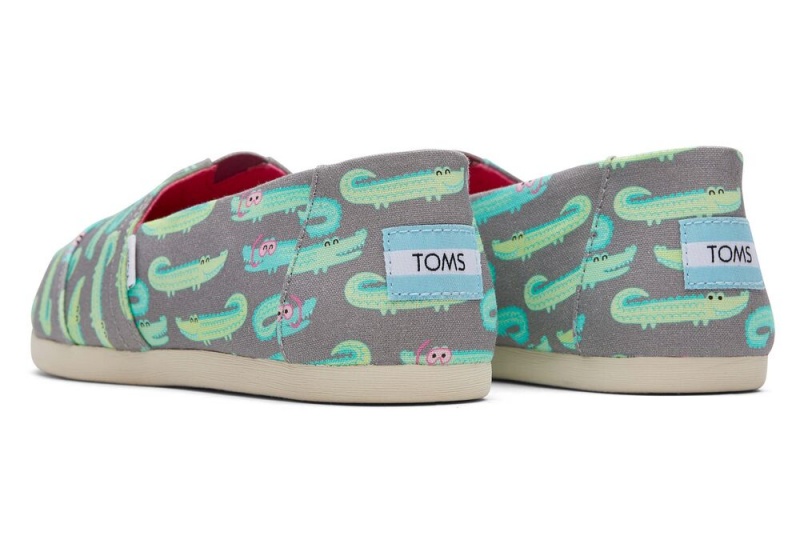 Espadryle Damskie Toms Crocodiles Szare | 4319KEDVR