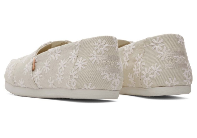 Espadryle Damskie Toms Embroidered Floral Białe | 5037KAGZL