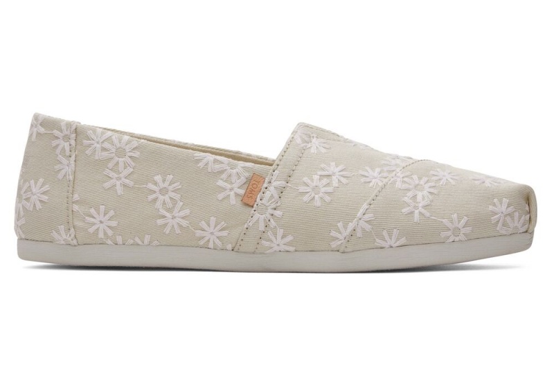 Espadryle Damskie Toms Embroidered Floral Białe | 5037KAGZL