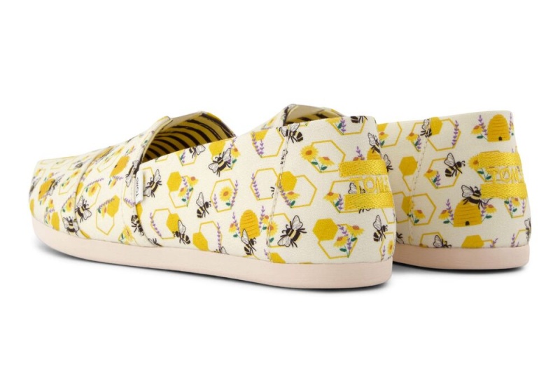 Espadryle Damskie Toms Floral Honeycomb Bees Żółte | 8576RBAEM