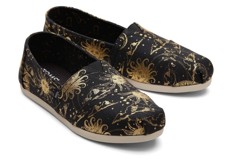 Espadryle Damskie Toms Foil Lunar Sky Złote | 4851ACZFW