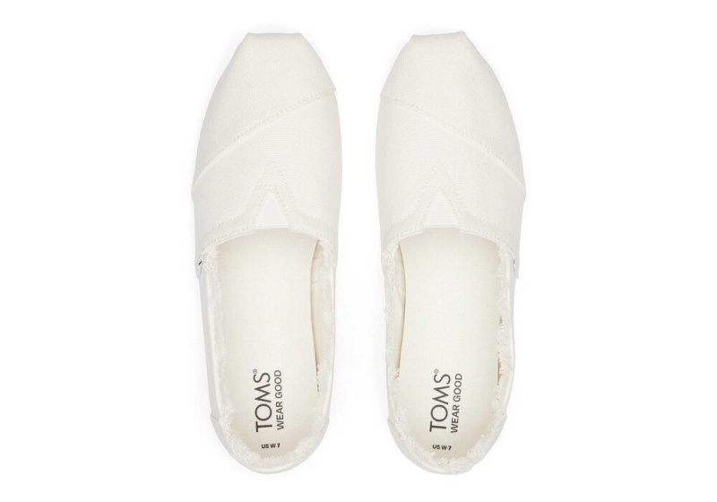 Espadryle Damskie Toms Fringed Płócienne Białe | 0285FPKCB