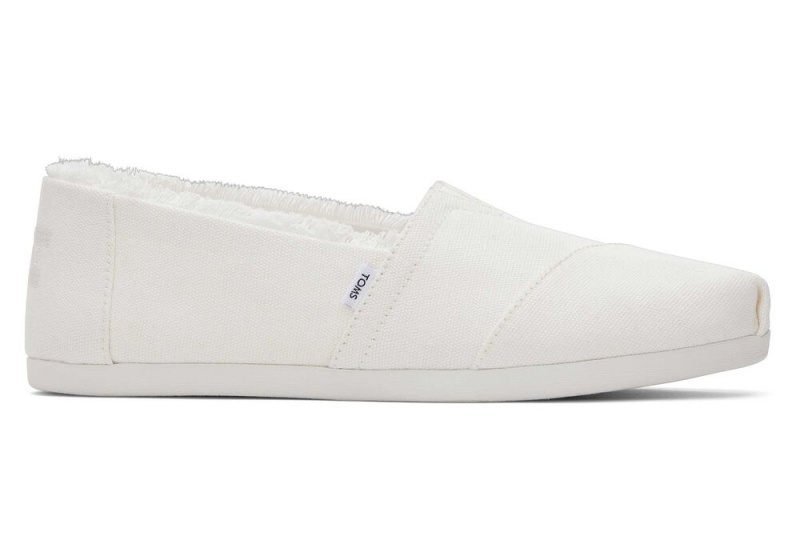 Espadryle Damskie Toms Fringed Płócienne Białe | 0285FPKCB