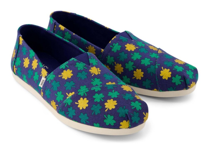 Espadryle Damskie Toms Lucky Shimmer Clovers Niebieskie | 7540JIPXT