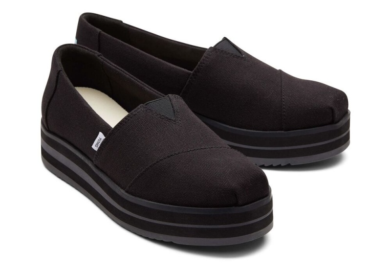 Espadryle Damskie Toms Midform Czarne | 9530UOKPY