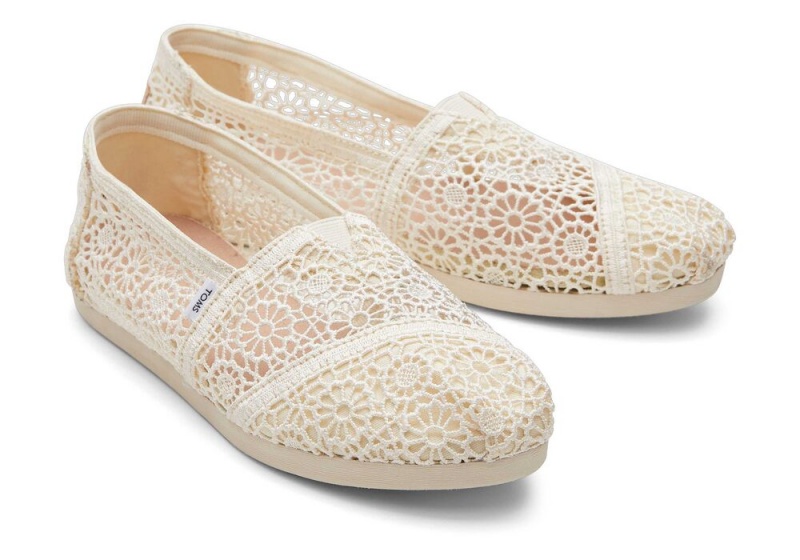 Espadryle Damskie Toms Moroccan Crochet Beżowe | 8609QJOXV