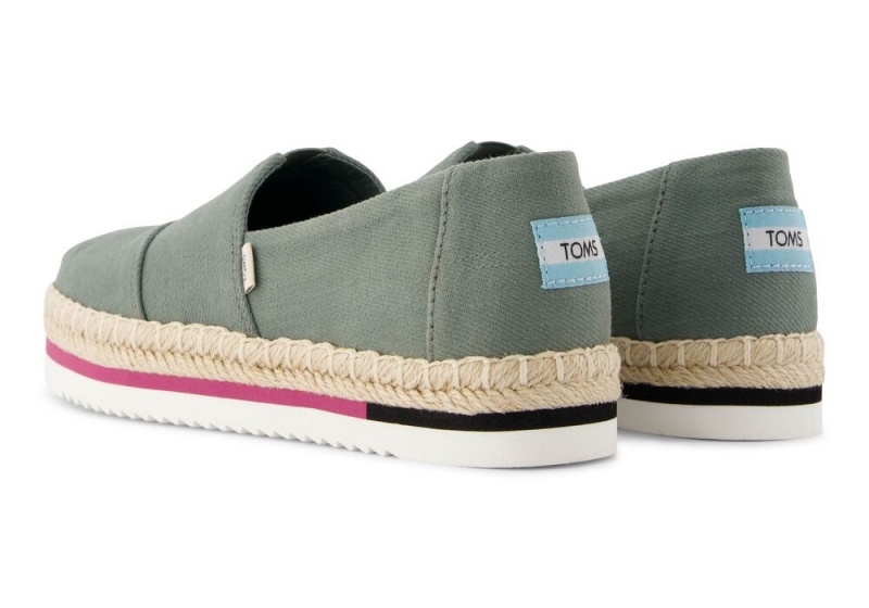 Espadryle Damskie Toms Platformie Rope Olive Zielone | 9630YLEDS