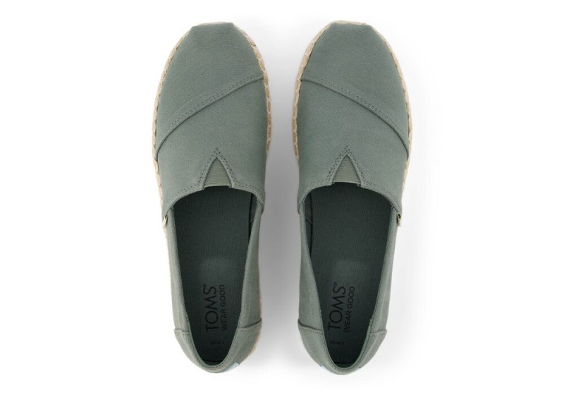 Espadryle Damskie Toms Platformie Rope Olive Zielone | 9630YLEDS