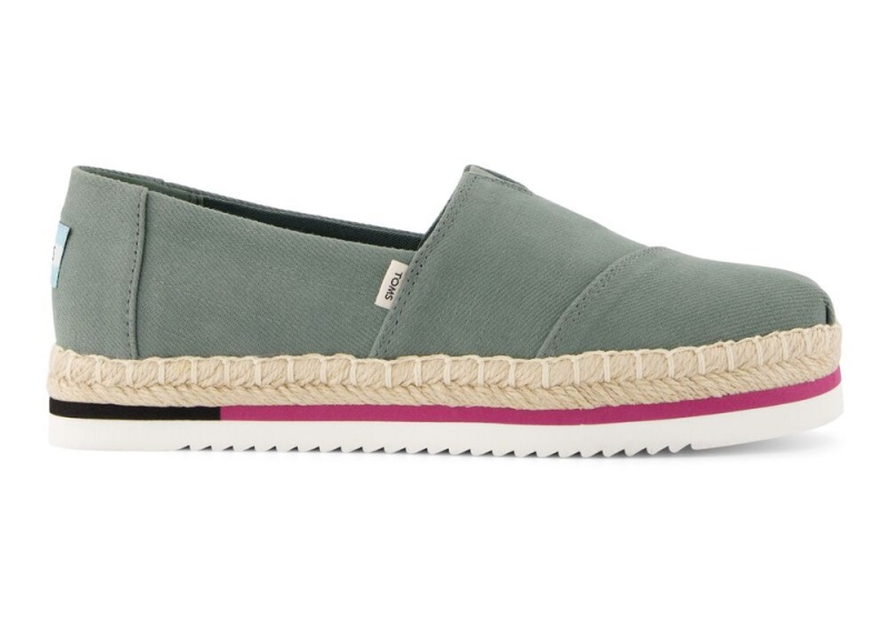 Espadryle Damskie Toms Platformie Rope Olive Zielone | 9630YLEDS