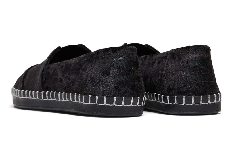 Espadryle Damskie Toms Plush Foil Skórzane Wrap Czarne | 7635HZEXY