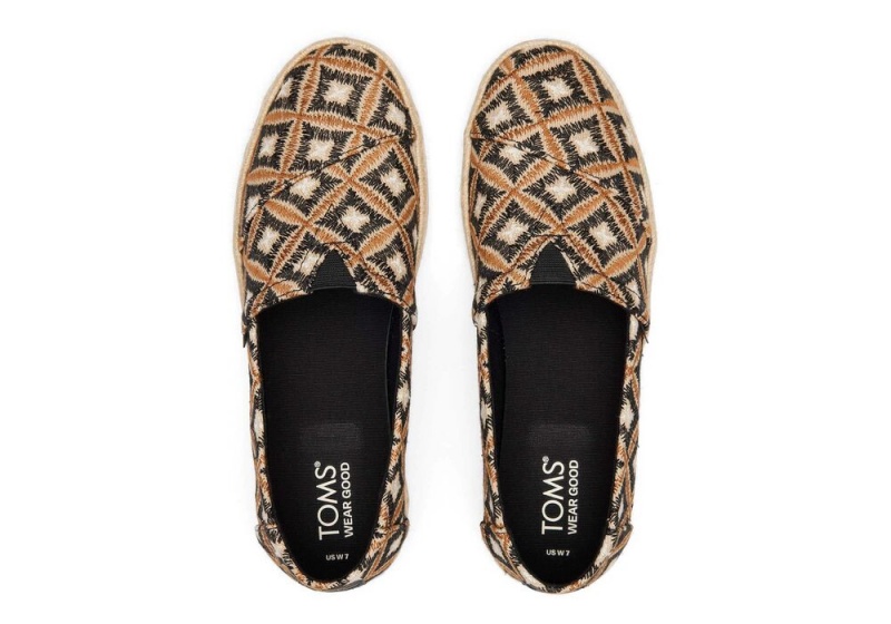 Espadryle Damskie Toms Rope 2.0 Geometric Czarne | 0897MNQXL