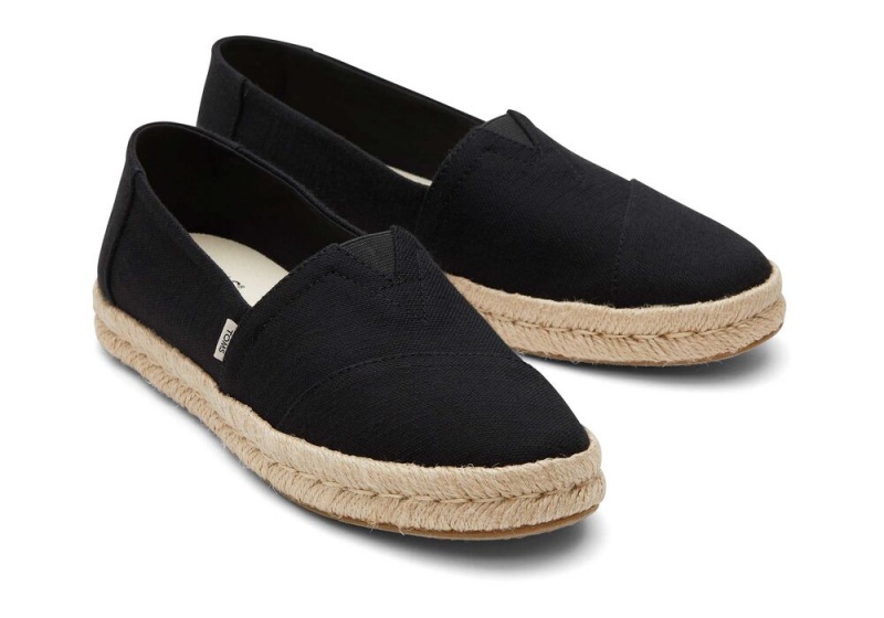 Espadryle Damskie Toms Rope 2.0 Recycled Bawełniane Czarne | 4672XPFTY