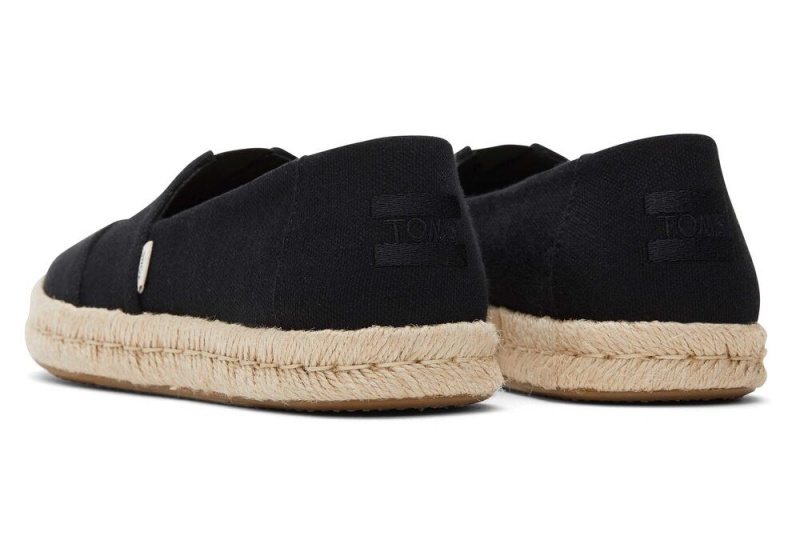 Espadryle Damskie Toms Rope 2.0 Recycled Bawełniane Czarne | 4672XPFTY