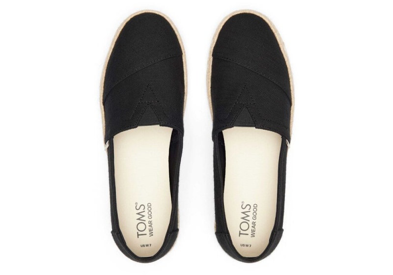 Espadryle Damskie Toms Rope 2.0 Recycled Bawełniane Czarne | 4672XPFTY