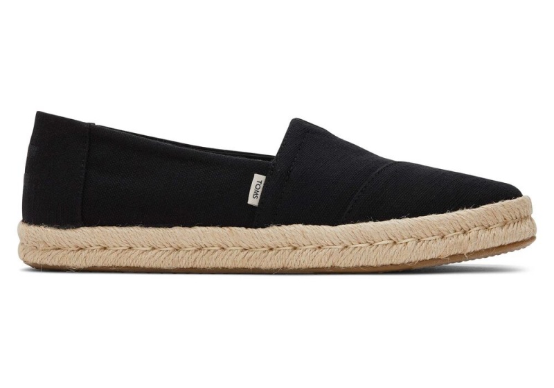 Espadryle Damskie Toms Rope 2.0 Recycled Bawełniane Czarne | 4672XPFTY