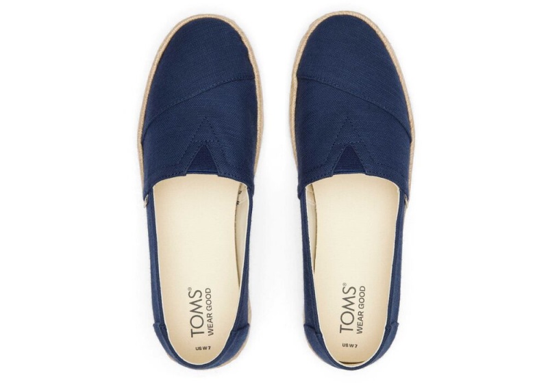 Espadryle Damskie Toms Rope 2.0 Recycled Bawełniane Granatowe | 6087OKZYJ