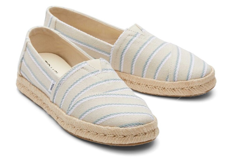 Espadryle Damskie Toms Rope 2.0 Stripes Czarne | 9560UACJZ