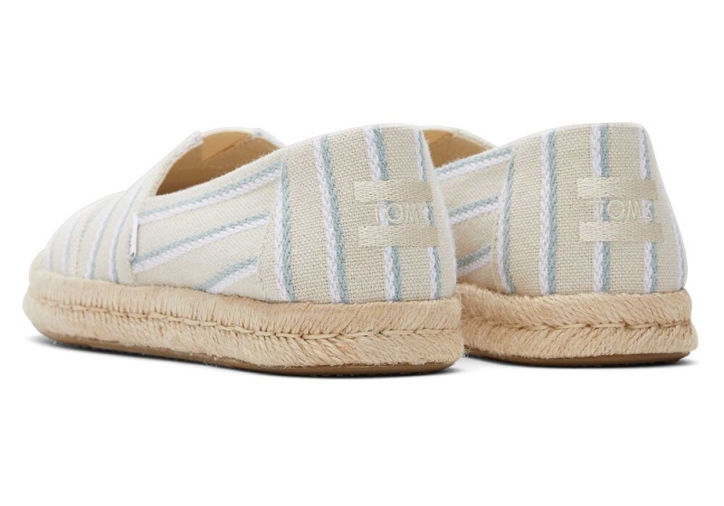 Espadryle Damskie Toms Rope 2.0 Stripes Czarne | 9560UACJZ