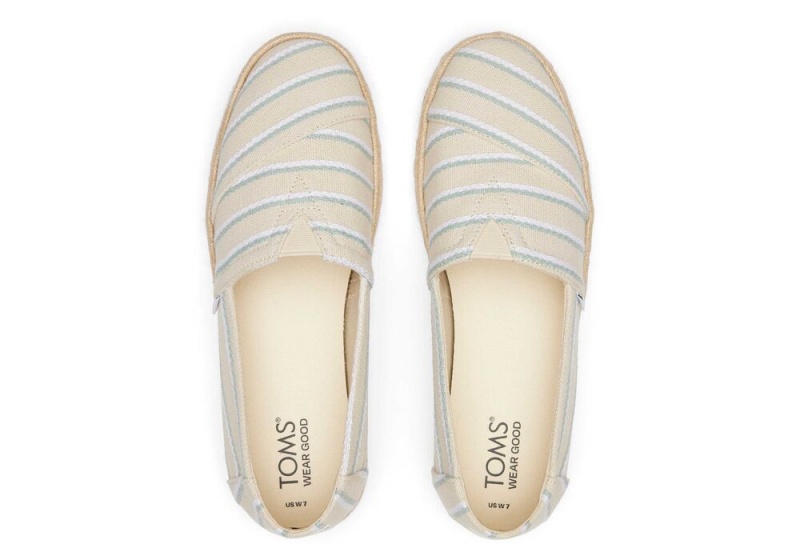 Espadryle Damskie Toms Rope 2.0 Stripes Czarne | 9560UACJZ