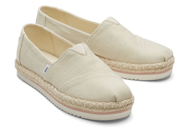 Espadryle Damskie Toms Rope Platformie Beżowe | 2093SBOQA