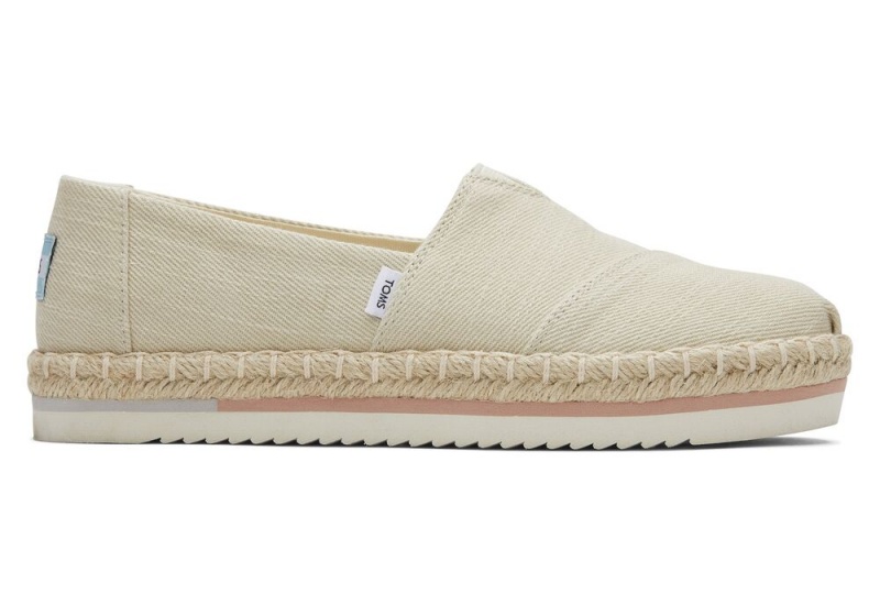 Espadryle Damskie Toms Rope Platformie Beżowe | 2093SBOQA