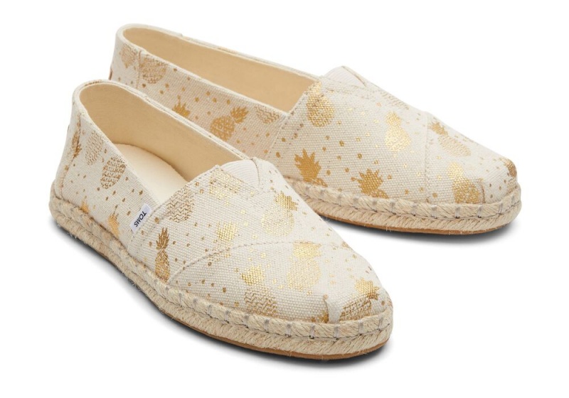 Espadryle Damskie Toms Rope Złote | 3279EOGPQ