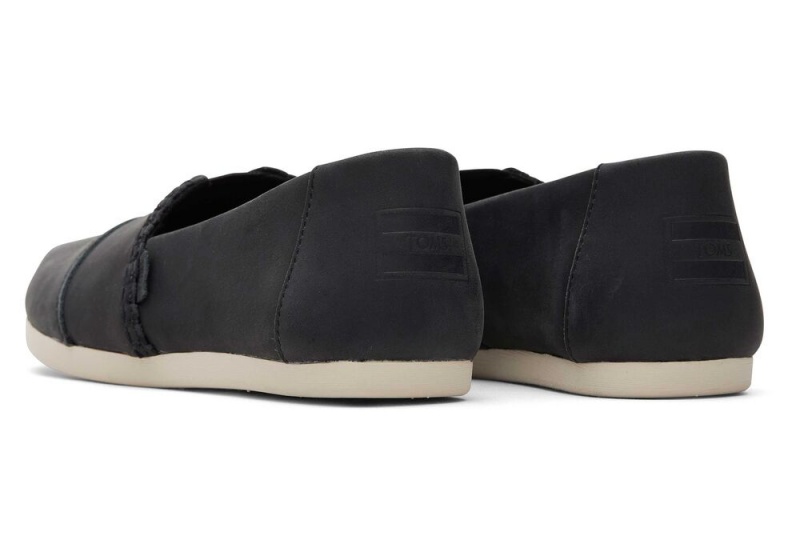 Espadryle Damskie Toms Skórzane Czarne | 1759PDEYQ